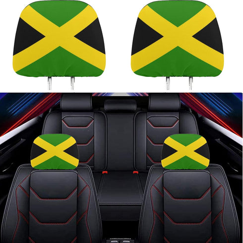 2 Pack Headrest Covers for Jamaica Flag, Seat Cover Accessories Car Headrest Protector Universal Fit to All Car/Truck Models (Jamaica)...