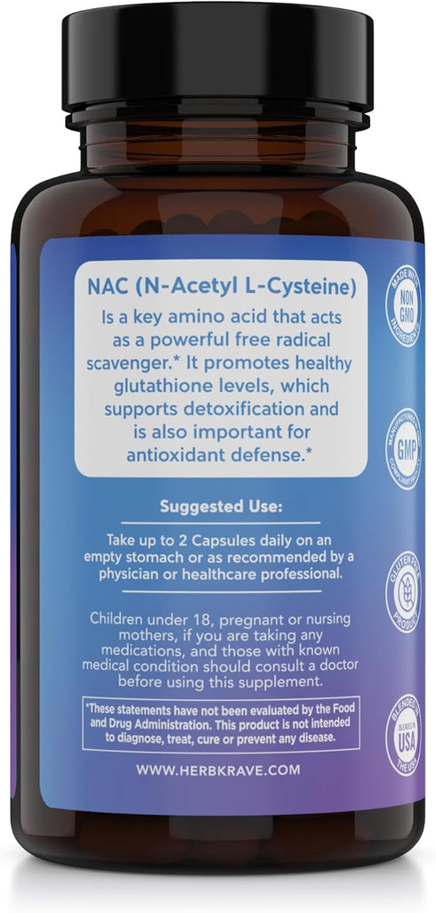 NAC Supplement N-Acetyl Cysteine 1000 mg, Amino Acid, Natural Antioxidant, Support for Liver, Lung, Immune System, Fertility | 120 N-Acetyl-L-Cyst...