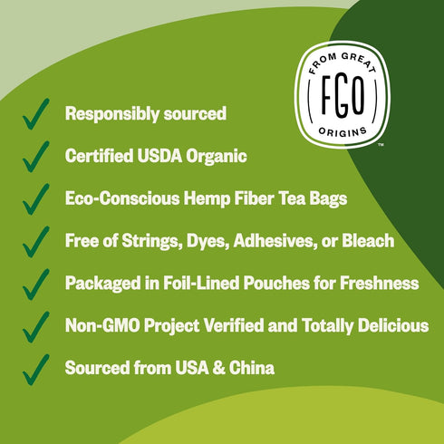 FGO Organic Moroccan Mint Green Tea, 100 Count, Eco-Conscious Tea Bags, Resealable Bag, Packaging May Vary (Pack of 1)...