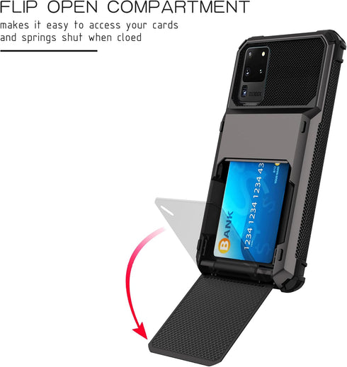 Asuwish Phone Case for Samsung Galaxy S20 Ultra 5G with Tempered Glass Screen Protector and Credit Card Holder Slot Hybrid Protective Cell Cover S...