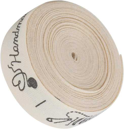 5 Yards Present Cotton Ribbon, 1.5cm Width Cotton Hand Made Fonts Ribbon Gift Present Package Supply Clothing Label for Craft Gift Wrapping Hair B...