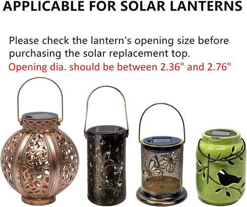 Solar-Lantern Waterproof Lights Replacement Top - Garden Decor Outdoor Lighting Decorative Patio Lighting Solar Replacement Top (Warm White, 2.76i...