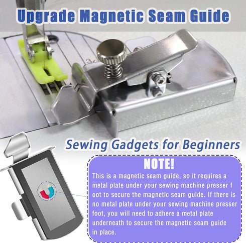 Upgraded Magnetic Seam Guide for Sewing Machine, Magnetic Sewing Guide with Clip, Hemmer Guide, Multifunctional Hem Guide, Universal Sewing Machin...