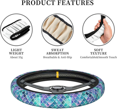 Mermaid Universal Steering Wheel Covers, Cute Car Accessories for Women Girls Car Truck...
