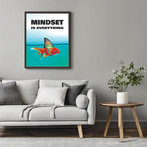Posterizer 1 pcs-Mindset is Everything-shark goldfish-Motivational & Inspirational Girls room art-Decor for Bedroom, Office- UNFRAMED Wall Art...