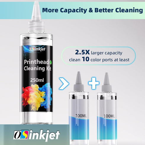 Printhead Cleaning Kit for Epson, 250ml Printer Cleaning kit for HP, Print Head Cleaning Solution for Canon, Printer Head Cleaner for Brother Inkj...