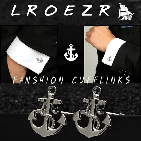 Cufflinks for Men Ship Wheel and Nautical Anchor Stainless Steel Shirt Accessories Unique Wedding Business Cuff Links for Mens Jewelry with Gift B...