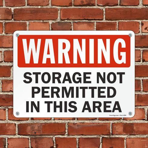 SmartSign "Warning - Storage Not Permitted In This Area" Sign | 10" x 14" Plastic...
