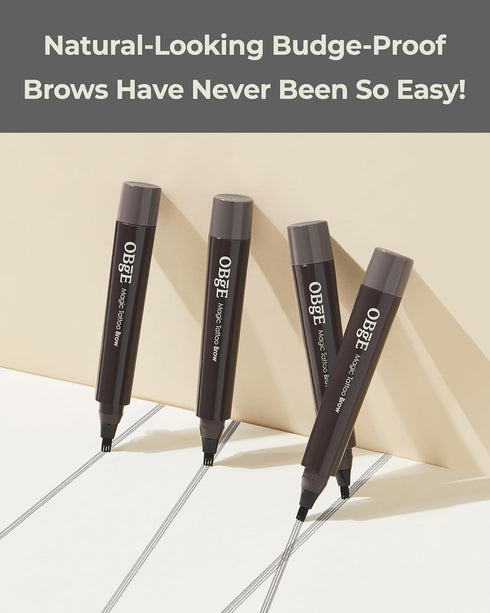 OBgE Magic Tattoo Brow (Natural Gray, 0.1oz) - Fork-Tip Eyebrow Pen for Natural, Long-Lasting Eyebrow Makeup. Water-Resistant, Smudge-Proof Formul...