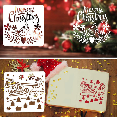 Christmas Stencils for Painting, Drawing Stencils for Christmas Craft Supplies Card Making Kit for Adults, Christmas Holiday Stencils for Spraying...
