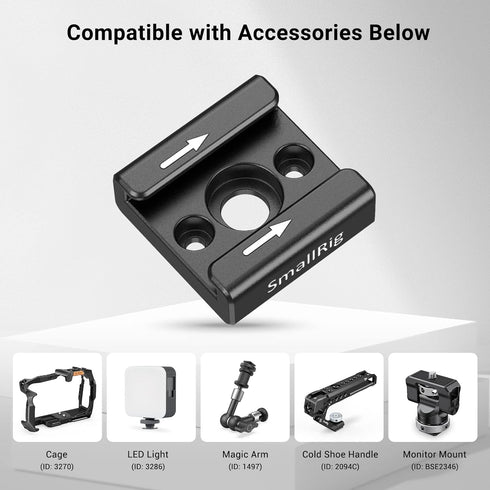 SmallRig Cold Shoe Mount (2pcs Pack) with 1/4"-20 Thread for Camera Cage Flash LED Monitor Microphone - 2060...