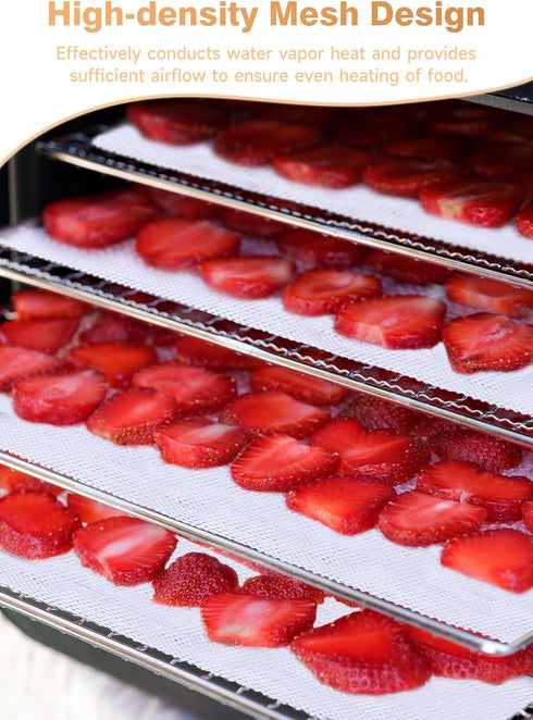 6 Pack Silicone Dehydrator Sheets (14 x 21 Inch) Premium Non-Stick Silicone Mesh Mat for Fruit Food Dehydrator Reusable Dehydrator Tray Liners for...