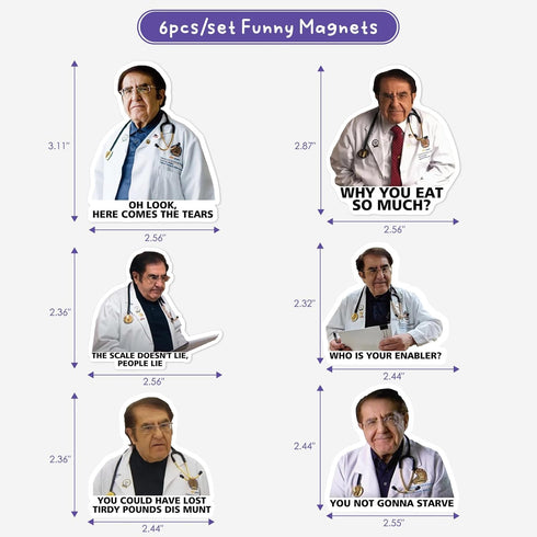 6 Pcs Doctor Phrase Magnets, Cute Meme Quote Funny Fridge Magnets for Home Kitchen Office, Adults Inspirational Refrigerator Magnets for Diet Cont...