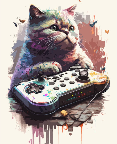 Aihonmin Paint by Number Kits 16 x 20 inches Canvas DIY Oil Painting for Kids, Students, Adults Beginner with Brushes & Acrylic Pigment - Cat Colo...