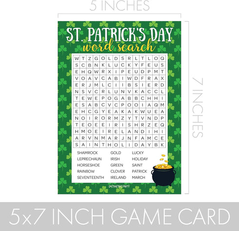 DISTINCTIVS St. Patrick's Day Word Search Classroom Party Game - 25 Player Cards...