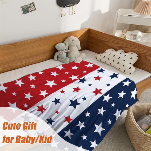 YeeJu Patriotic Throw Blanket for Baby Small 4th of July Memorial Day Fourth of July Blanket for Toddler Swaddle Soft Fleece Blanket Red White Blu...