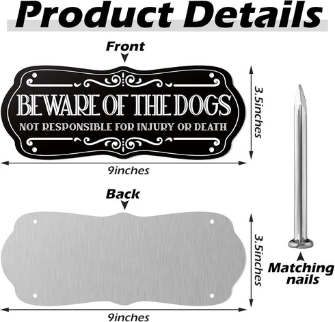 2 Pieces Dog Sign for Fence Beware of Warning Signs Metal Aluminum Funny Rustic Dog in Yard Keep Gate Closed Wall Door Sign (Classic Pattern)...
