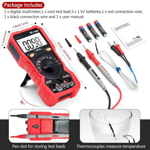 Digital Multimeter Tester, TRMS 4000 Counts Volt Meter Auto-Ranging Fast Tester, Measures Voltage Current Resistance Diodes Continuity Capacitance...