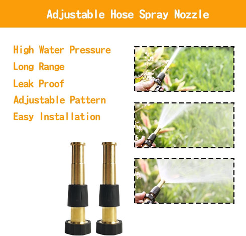 Hourleey 2 Pcs 5" Heavy Duty Brass Nozzles, Brass Jet Sweeper Garden Hose Nozzle, 3/4" GHT Nozzles for Garden Watering, Car and Pet Washing...
