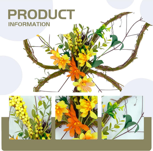 idyllic Butterfly Shaped Wreath with Pastel Berries and Floral Spring Artificial Wreaths for Front Door Decor...