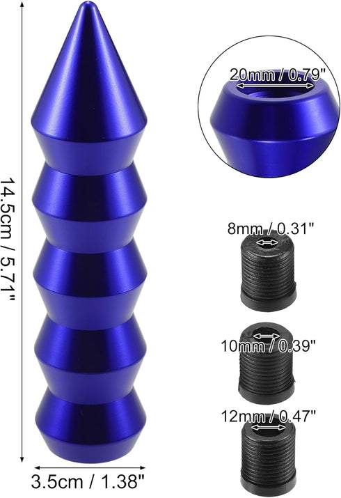 ACROPIX Universal Shift Knob Automatic Stick Gear Shifter Knob for Cars with 3 Adapters 8mm 10mm 12mm Blue - Pack of 4...