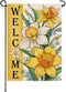 Welcome Spring Summer Floral Flower Small Decorative Garden Flag, Yellow Daffodil Eucalyptus Leaves Yard Lawn Outside Decor, Seasonal Burlap Outdo...