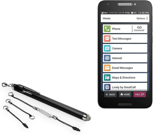 BoxWave Stylus Pen Compatible with Jitterbug Smart2 - EverTouch Capacitive Stylus, Fiber Tip Capacitive Stylus Pen for Jitterbug Smart2 - Jet Blac...