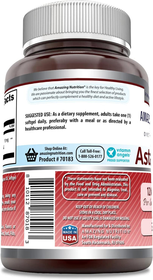 Amazing Formulas Astaxanthin 12mg Softgels Supplement | Non-GMO | Gluten Free (30)...