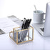 Hipiwe Glass Business Card Holder Stand with Pen/Pencil Organizer Gold Business Name Cards Display Holder for Home Office Desktop Countertop, 2 Sl...
