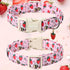 ARING PET Summer Dog Collar-Cute Pink Dog Collar for Small Dogs, Adjustable Strawberry Bees Print Pet Collars Puppy Collar for Small Medium Large ...