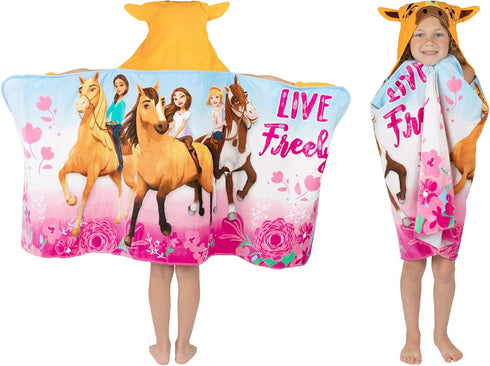 Franco Kids Bath Hooded Towel Wrap, 24 in x 50 in, DreamWorks Spirit...