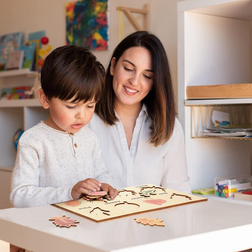 Kathfly 2 Pieces Leaf Wooden Jigsaw Puzzles Leaf Puzzle Montessori Toy Montessori Puzzle Early Educational Learning Puzzle for Birthday Gift Early...