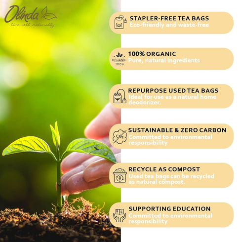 Olinda Turmeric Rooibos Tea Herbal Tea Caffeine Free Organic Pepper Tea Bags Antioxidant Rich 100% Natural Tea Brew Hot or Cold, 28 Tea Bags - Pac...