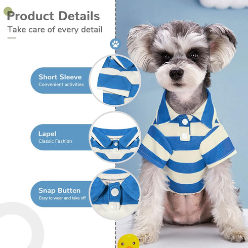 2 Pieces Stripe Dog Shirts Breathable Polo T-Shirts for Small Dogs Cats Girl Boy Puppy Sweatshirt for Chiuahaha Poodle Teacup Shihtzu Yorkie Small...