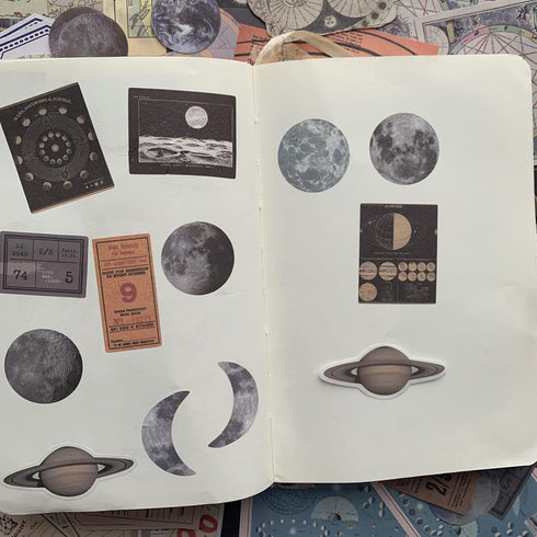 TIYPKE 200pcs Aesthetic Stickers - Vintage Scrapbook Stickers for Journaling, Bullet Journals, Scrapbooking, Space & Moon Themes...