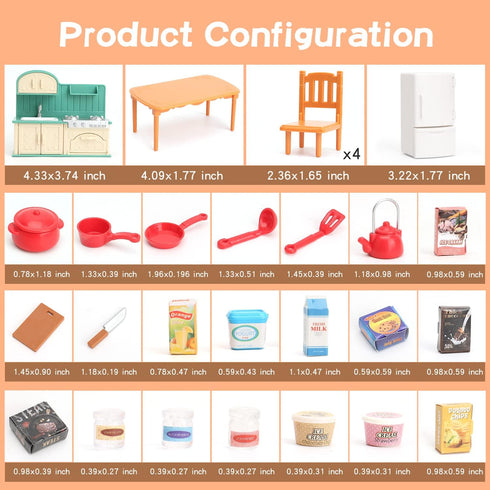 Dollhouse Furniture Set for Kids Toys Miniature Doll House Accessories Pretend Play Toys for Boys Girls & Toddlers Age 3+ with Kitchen...