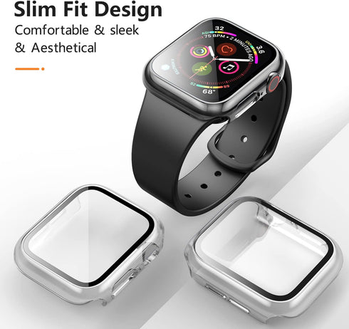 3 Pack Case for Apple Watch Series 3 38mm Hard PC Case with Tempered Glass Screen Protector Waterproof Anti-Scratch HD Ultra-Thin Full Protective ...