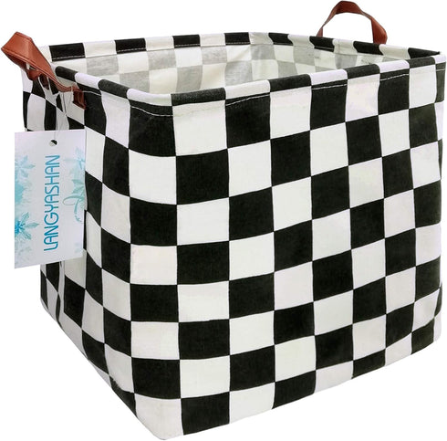 LANGYASHAN Square Storage Baskets Waterproof Canvas Children Laundry Nursery Hamper for Shelves Gift Baskets Toy Organizer Room Decor (Square Raci...