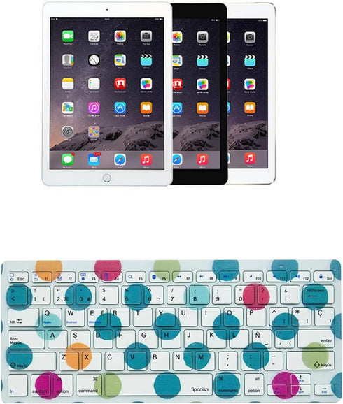 Spanish Wireless Bluetooth Functional Shortcuts Color Keyboard Compatible for iPad, iPad Pro,iPhone,iOS,Mac OS,Android Tablets,Windows(Battery Not...