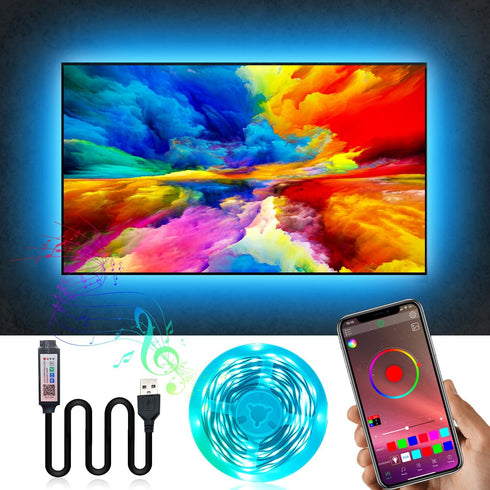 LED Lights for TV 32-75 Inch 16.4ft USB TV LED Backlights with App Bluetooth LED Strip Lights RGB Led Light Strip Music Sync Led Lights for Bedroo...