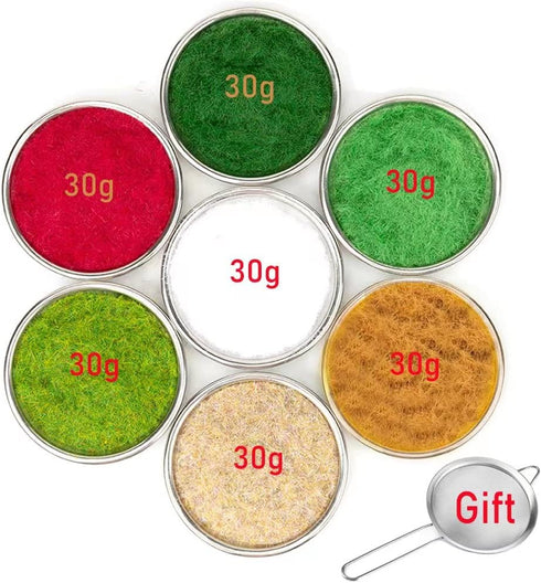 7 Pack Model Grass Cashmere Powder Green Fake Grass, Art Landscape, DIY Artificial Sand Table Micro Landscape Building...