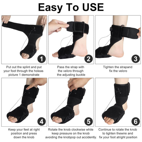 Plantar Fasciitis Relief Night Splint - Upgrade Achilles Tendonitis Brace with Rotating Knob Iron Wire Elastic Dorsal Night Splint, for Women & Me...