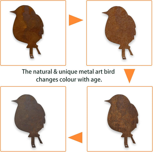 5PCS Metal Bird Silhouette with Rusty, Rusty Birds Decoration, Metal Birds Statues, Lifelike Patina Metal Birds Garden Ornaments Silhouette...