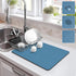 Drying Mat for Kitchen Countertops, Coffee Mat Hide Stain Rubber Backed Absorbent Dish Drying Mat (Blue, 12"x16")...
