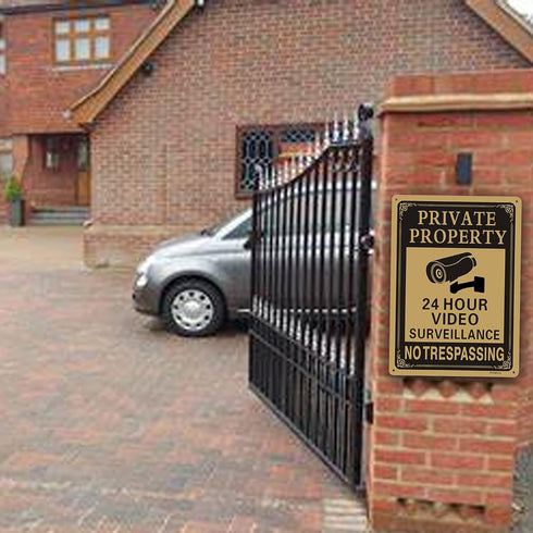 Private Property No Trespassing 24 Hours CCTV Camera Video Surveillance Warning Sign | 10" x 7" Rust Free Aluminum Easy Mounting Fade Resistance, ...