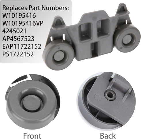 W10195416 Dishwasher Wheels Lower Dish Rack Wheel Part Assembly,Replacement for Maytag/Kitchen Aid/kitchenaid/Whirlpool/Kenmore Dish Rack Replaces AP5983730 W10195416V,AP5983730,PS11722152,Pack of 4