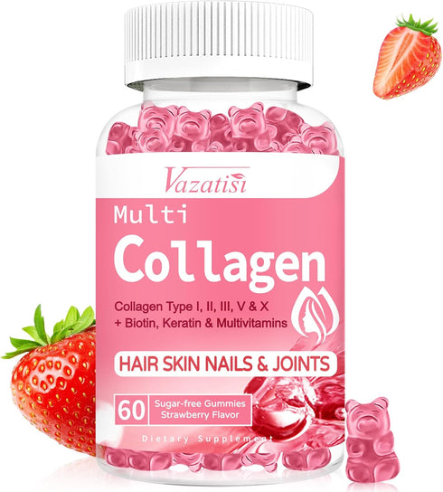 Sugar Free Collagen Gummies for Women Men, 2500mg Collagen with Biotin Sea Moss Vitamin C Zinc for Hair Skin Nails Muscle & Joint, Immunity - 60 S...