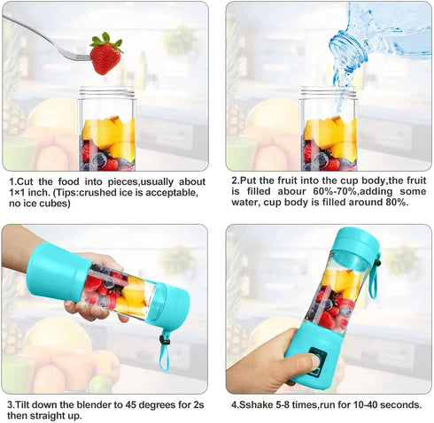 Portable Blender, USB Rechargeable, 6 Stainless Steel Blades, Mini Blender for Kitchen, Travel and Sport...