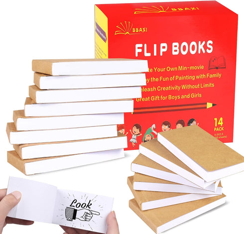 14 Pack Blank Flipbooks, 840 Sheets (1680 Pages) Flip Book Paper for Animation, Sketching and Cartoon Creation, 120GSM No Bleed Drawing Paper and ...