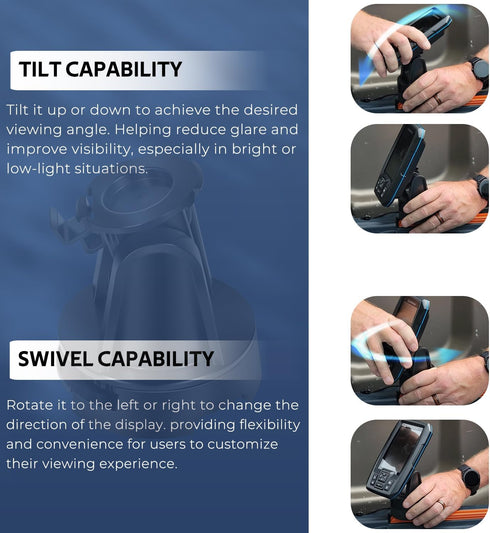 Secure Tilt/Swivel Mount for Garmin Striker 4/Plus 4/4Cv, Kayaking, Ice Fishing, Boating and Stand-Up Paddle Board Accessories, 010-12439-10, Blac...